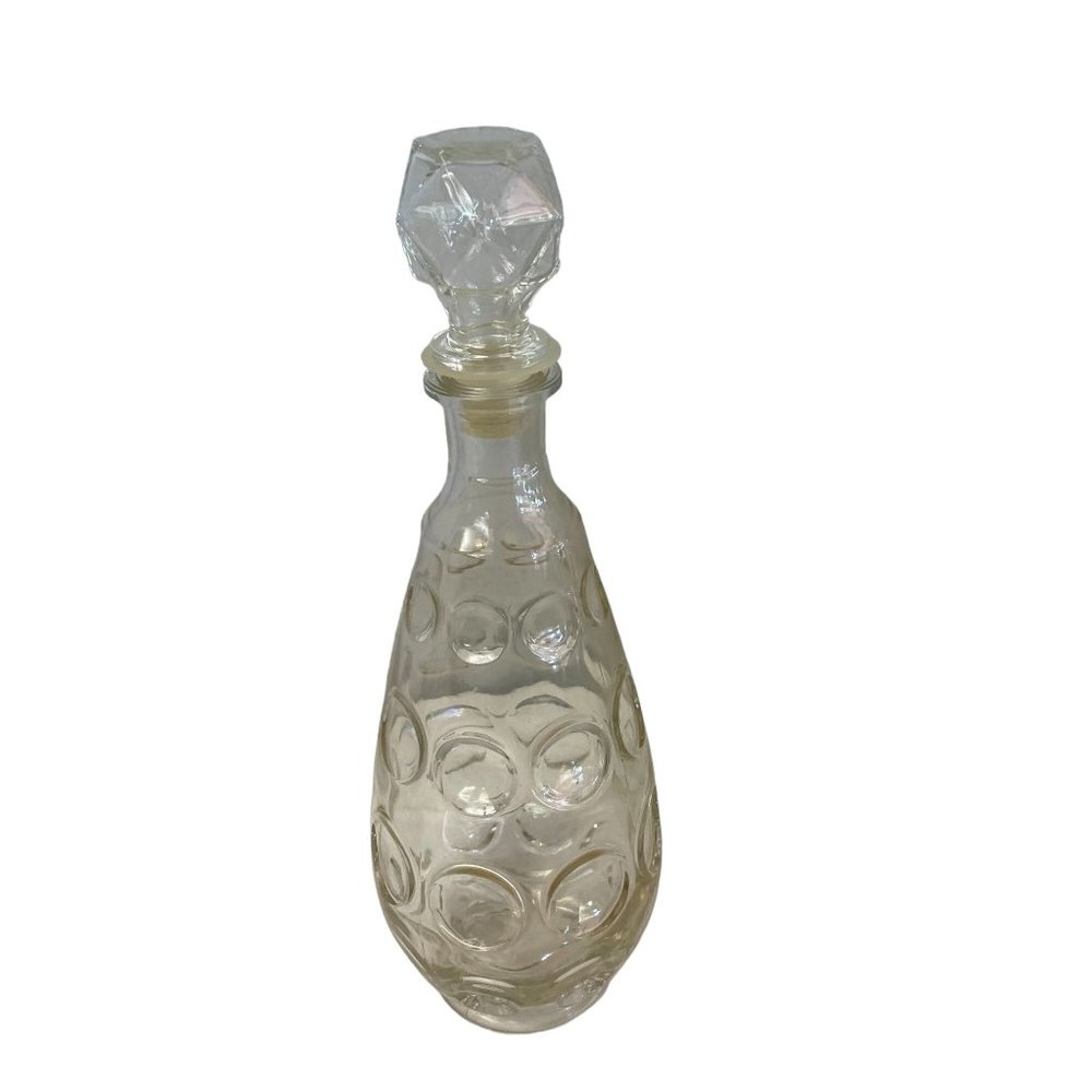 Glass Clear Thumbprint Bubble MCM Faceted Stopper Container
